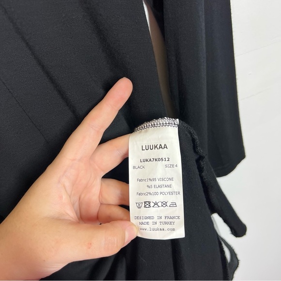 LUUKAA Long Sleeve Mesh Jersey Knit Lagenlook Dress Size 4 - Picture 11 of 11